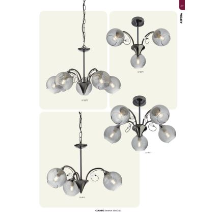 Redo 02-972 - Láncos csillár ASPERA 3xE14/28W/230V átm. 52 cm fekete
