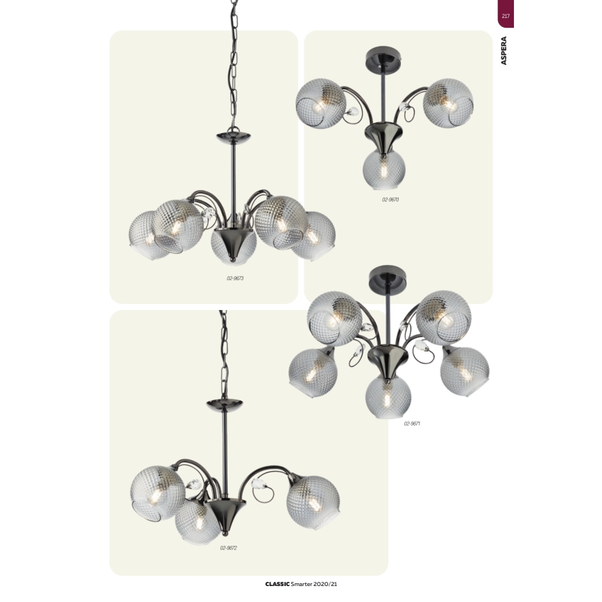 Redo 02-972 - Láncos csillár ASPERA 3xE14/28W/230V átm. 52 cm fekete