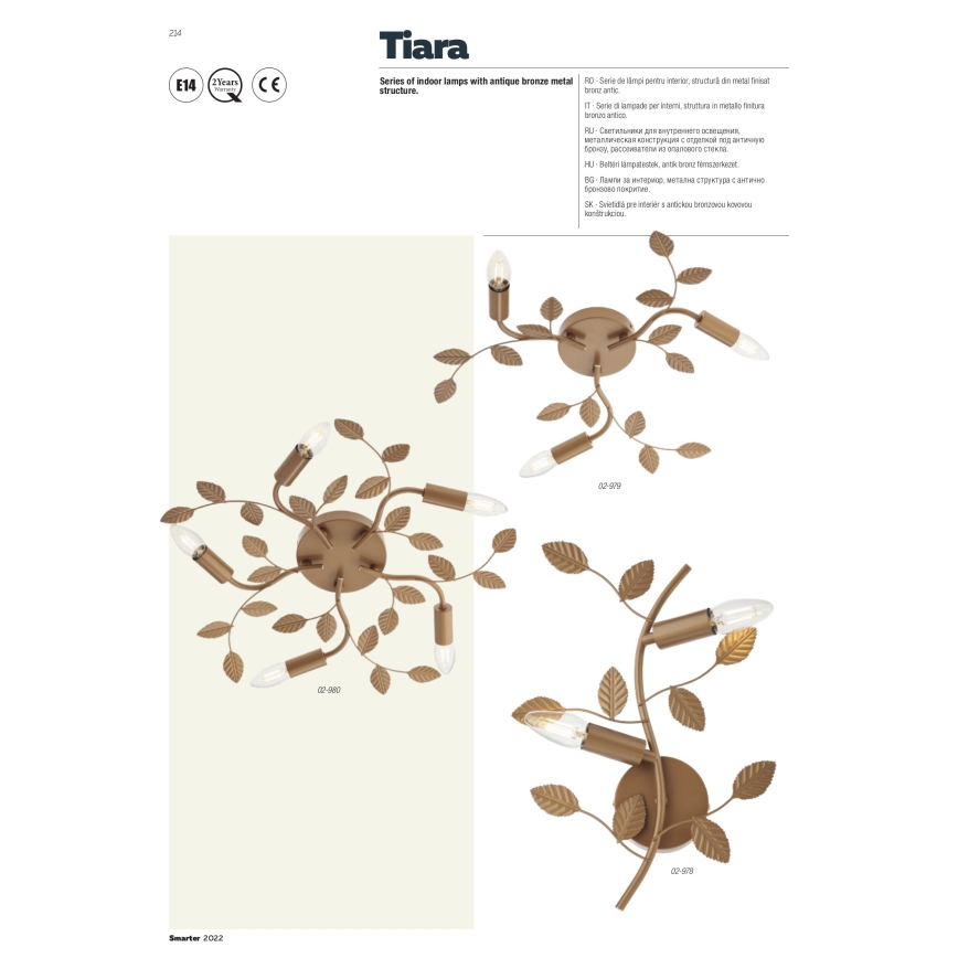 Redo 02-980 - Felületre szerelhető csillár TIARA 5xE14/28W/230V