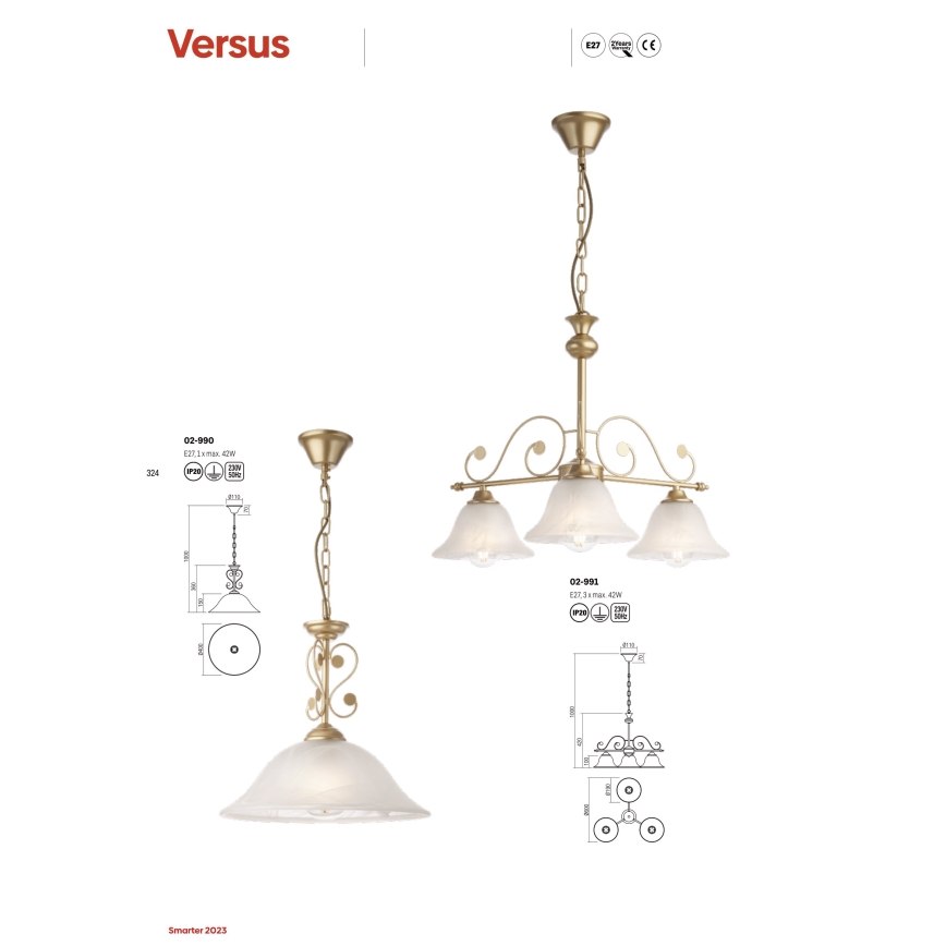 Redo 02-990 - Csillár láncon VERSUS 1xE27/42W/230V
