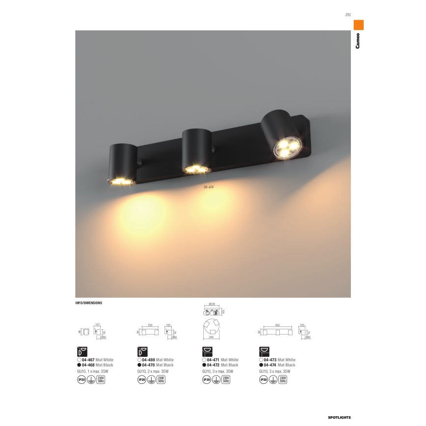 Redo 04-467 - CAMEO spotlámpa 1xGU10/35W/230V fehér