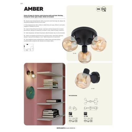 Redo 04-483 - Fali spotlámpa AMBER 1xE14/28W/230V