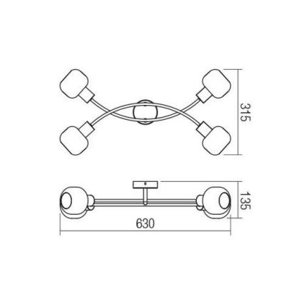 Redo 04-486 - Spotlámpa AMBER 4xE14/28W/230V