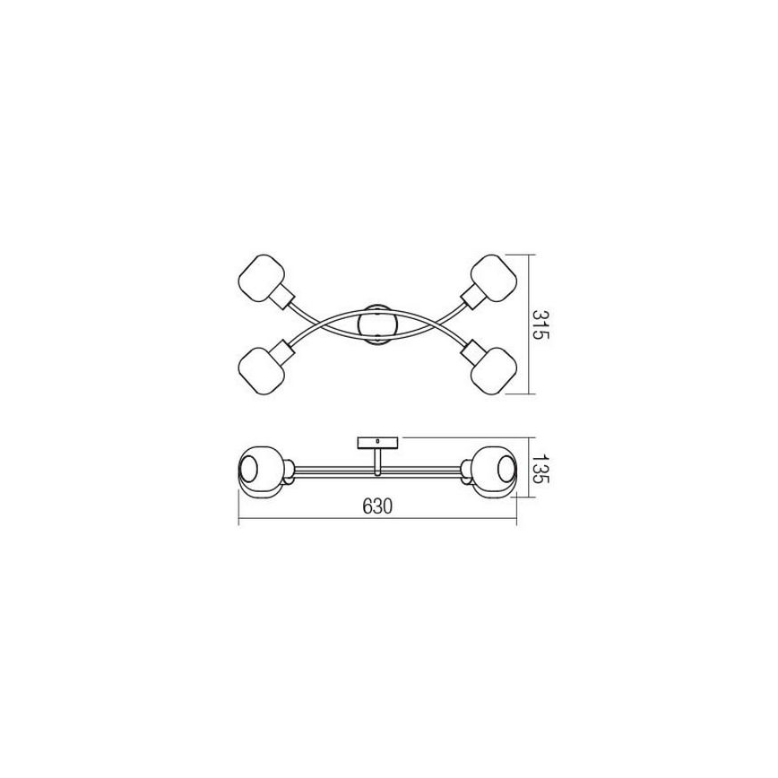 Redo 04-486 - Spotlámpa AMBER 4xE14/28W/230V
