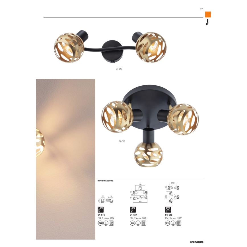 Redo 04-516 - Fali spotlámpa TORN 1xE14/28W/230V