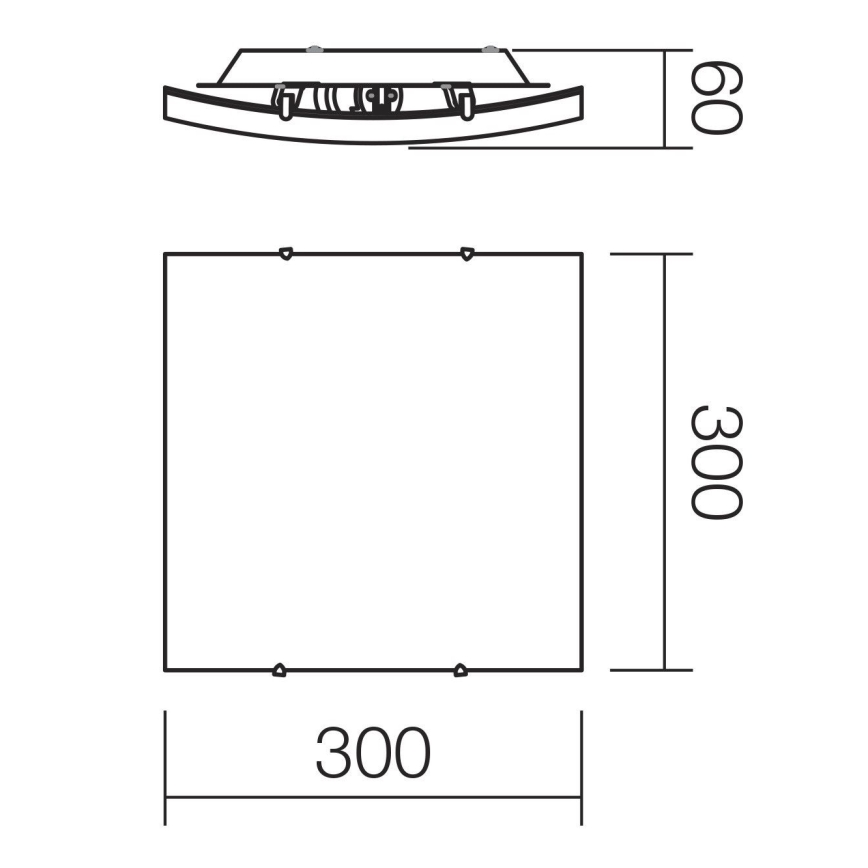Redo 05-904 - Mennyezeti lámpatest ISIDE 1xE27/42W/230V 30x30 cm átlátszó