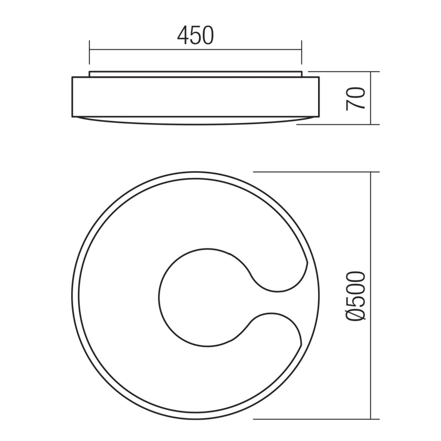 Redo 05-927 - LED RGBW fényerőszabályozható mennyezeti lámpatest BIGSI LED/48W/230V 3000-6500K átm. 50 cm fekete + távirányítóval