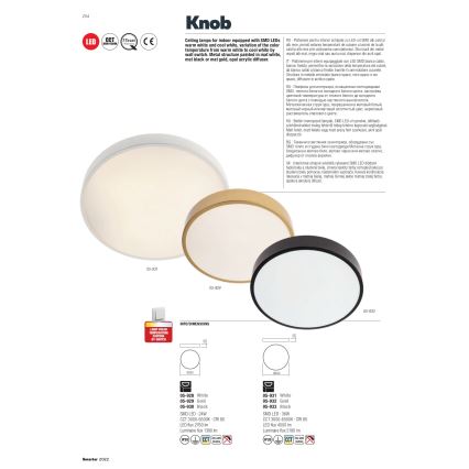 Redo 05-933 - LED Mennyezeti lámpa KNOB LED/36W/230V 3000K-6500K 40 cm fekete