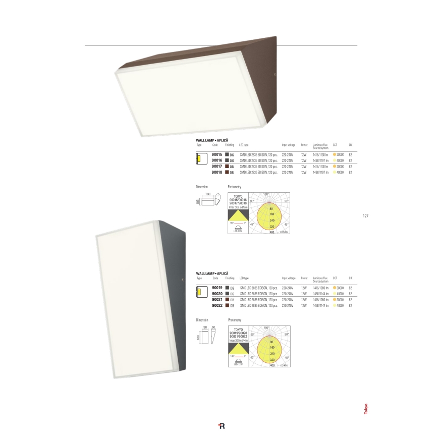 Redo 90021 - LED Kültéri fali lámpa TOKYO LED/12W/230V 3000K IP54 barna