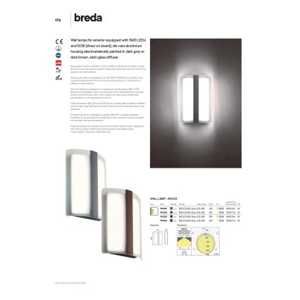Redo 90025 - LED Kültéri fali lámpa BREDA LED/12W/230V IP54