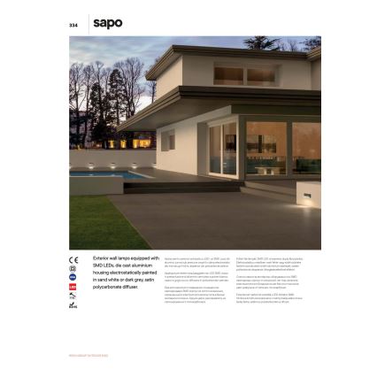 Redo 90072 - LED kültéri fali lámpatest SAPO LED/5W/230V IP65