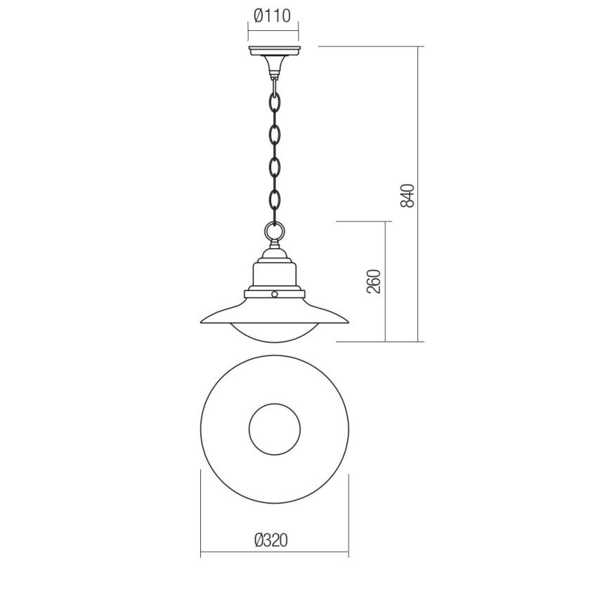 Redo 90094 - Kültéri csillár láncon ELIO 1xE27/42W/230V IP44