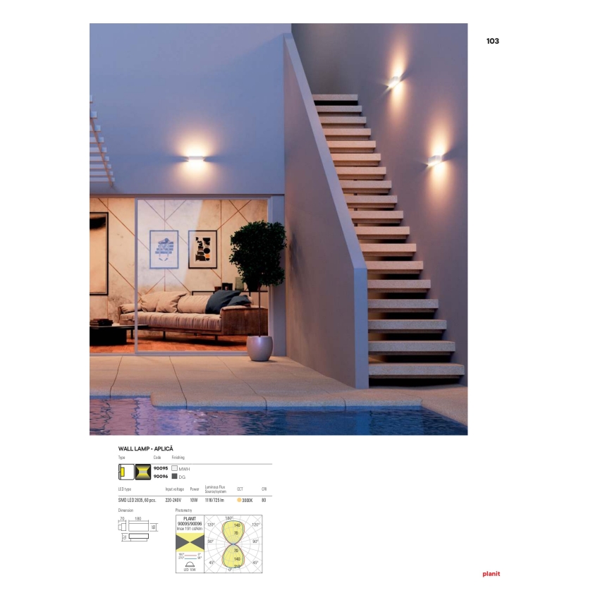 Redo 90095 - LED kültéri fali lámpatest PLANIT LED/10W/230V 3000K IP54 fehér