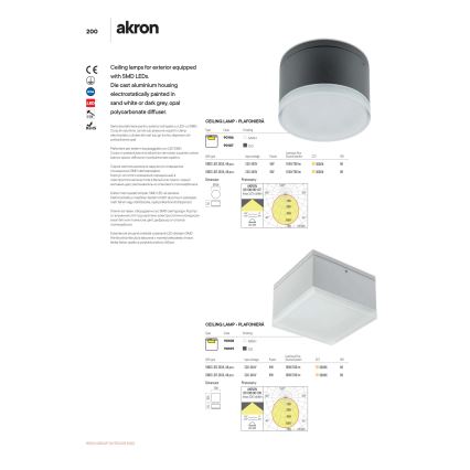 Redo 90107 - LED kültéri mennyezeti lámpatest AKRON LED/9W/230V átm. 10,8 cm IP54