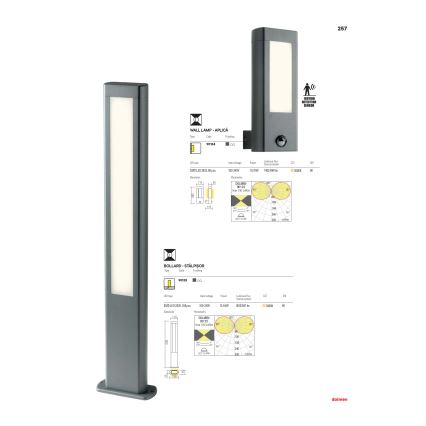 Redo 90125 - DOLMEN LED kültéri lámpa, 12,44 W, 230 V, IP54, antracit