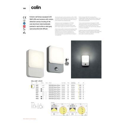 Redo 90133 - COLIN LED kültéri fali lámpatest mozgás- és alkonyérzékelővel LED/9W/230V 3000K IP54 antracit