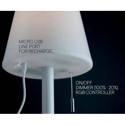 Redo 90165 - PINO LED/2,6W/230V 4400 mAh IP44 kültéri állítható fényerejű RGB asztali lámpa