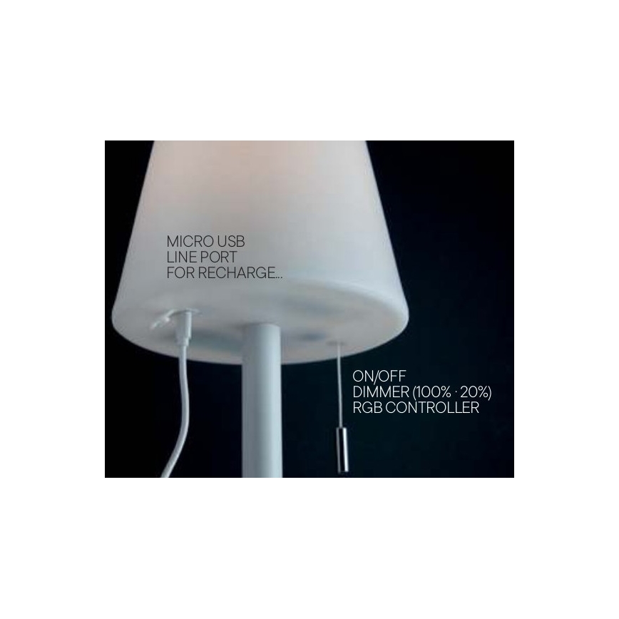 Redo 90165 - PINO LED/2,6W/230V 4400 mAh IP44 kültéri állítható fényerejű RGB asztali lámpa