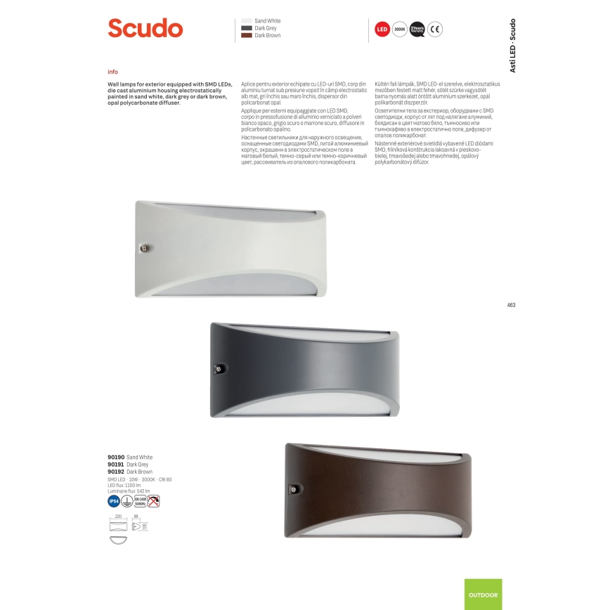 Redo 90192 - LED Kültéri fali lámpa SCUDO LED/10W/230V 3000K IP54 barna
