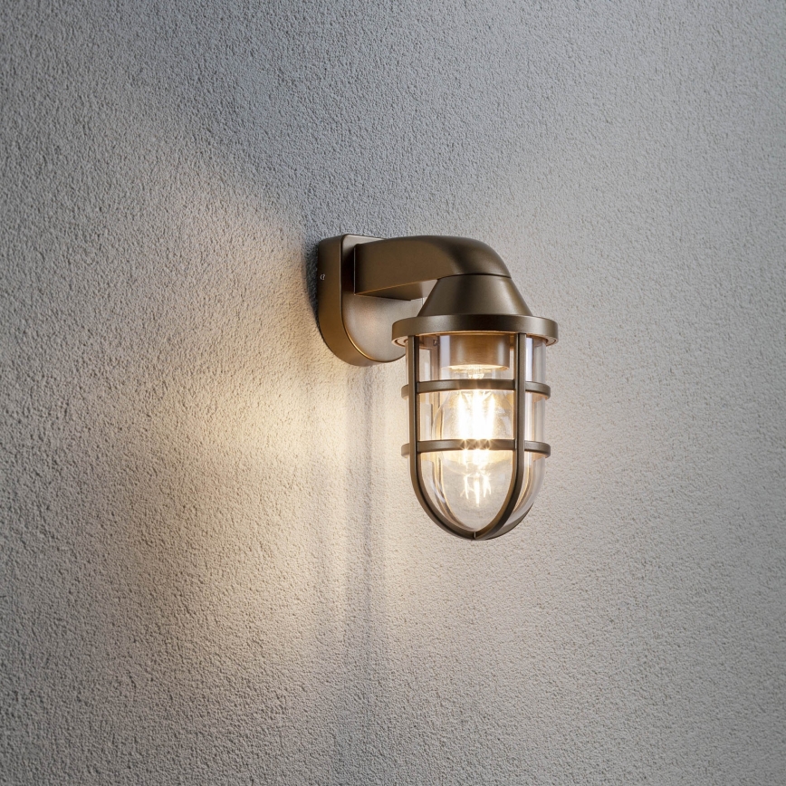 Redo 90205 - Kültéri fali lámpa CAGE 1xE27/28W/230V IP44 sárgaréz