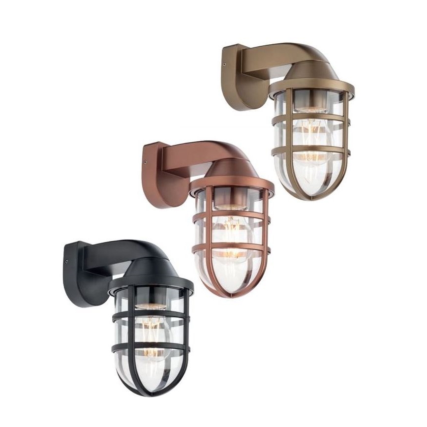 Redo 90205 - Kültéri fali lámpa CAGE 1xE27/28W/230V IP44 sárgaréz