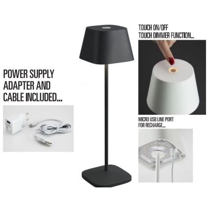 Redo 90218 - LED Kültéri dimmelhető lámpa LA NUIT LED/2,2W/230V IP65 + USB