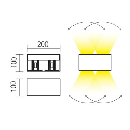 Redo 90302 - LED kültéri fali lámpatest VARY 4xLED/5W/230V 3000K IP54 antracit