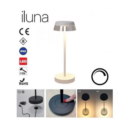Redo 90306 - LED Dimmelhető érintős asztali lámpa ILUNA LED/2,5W/5V 2700-3000K 3000 mAh IP65 fehér