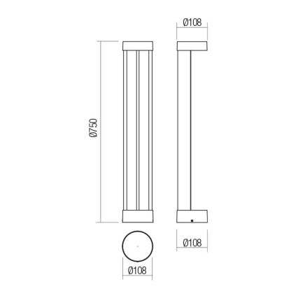 Redo 90365 - LED Kültéri lámpa ZEUS LED/11,5W/230V 3000K 75 cm IP54 antracit