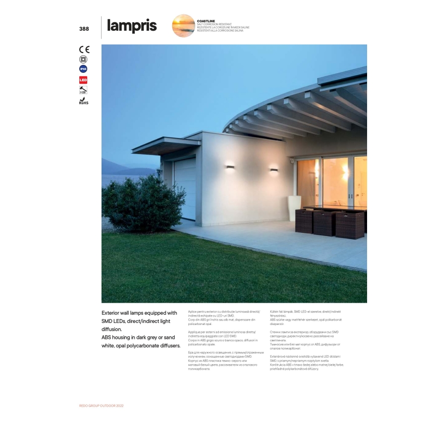 Redo 90373 - LED Kültéri fali lámpa LAMPRIS LED/13W/230V IP65 fehér