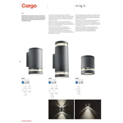 Redo 90517 - Kültéri fali lámpa CARGO 1xGU10/28W/230V IP54 antracit