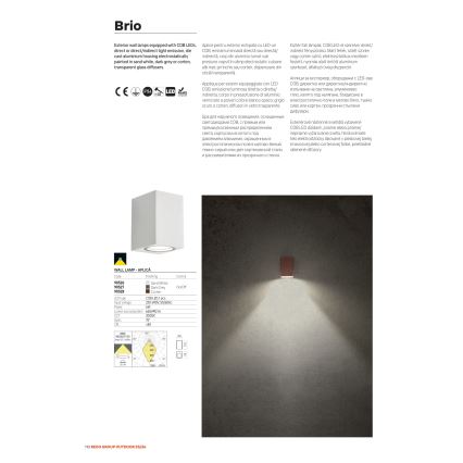 Redo 90527 - BRIO LED kültéri fali lámpatest, 6W, 230V, 3000K, IP54, antracit