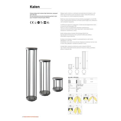 Redo 90577 - LED kültéri lámpa KALEN LED/8W/230V 3000K 20 cm IP65 antracit