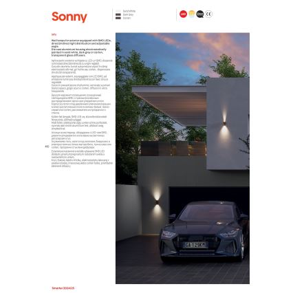 Redo 90635 - LED Kültéri fali lámpa SONNY 2xLED/5W/230V 2200/3000/4000K IP54 fehér