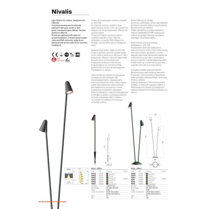 Redo 90705 - NIVALIS kültéri LED-lámpa 6,8W/230V 3000K 82 cm IP65 antracit
