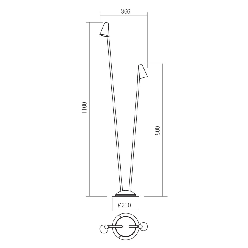 Redo 90711 - LED kültéri lámpa NIVALIS 2xLED/6,9W/230V 3000K 110 cm IP65 antracit