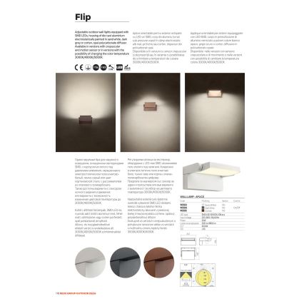 Redo 90716 - LED kültéri fali lámpa FLIP LED/40W/230V 3000/4000/5000K CRI 90 IP54 barna
