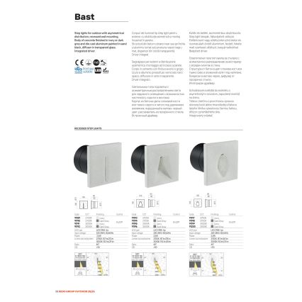 Redo 91195 - BAST LED kültéri tájékozódó lámpa LED/2,5W/230V 3000K CRI 90 IP65 szürke