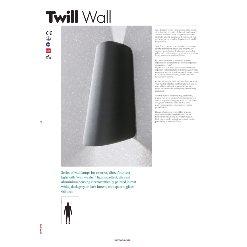 Redo 9536 - LED kültéri fali lámpatest TWILL LED/11W/230V IP65