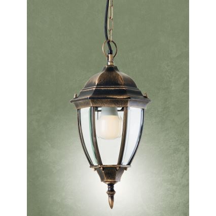 Redo 9607 - Kültéri csillár láncon SEVILLA 1xE27/42W/230V IP44 arany/patinás