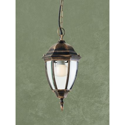 Redo 9607 - Kültéri csillár láncon SEVILLA 1xE27/42W/230V IP44 arany/patinás