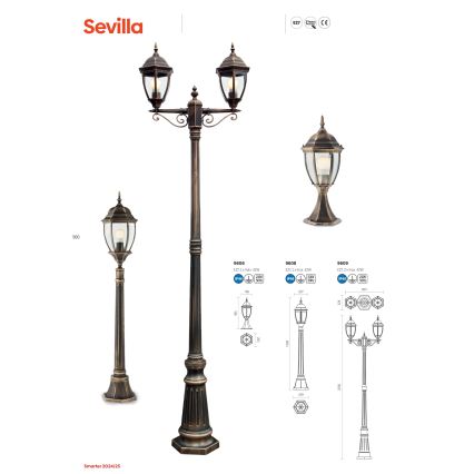 Redo 9608 - Kültéri lámpa SEVILLA 1xE27/42W/230V IP44 arany/patinás