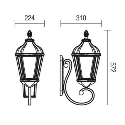 Redo 9656 - Kültéri fali lámpa ESSEN 1xE27/70W/230V IP44 barna/patina