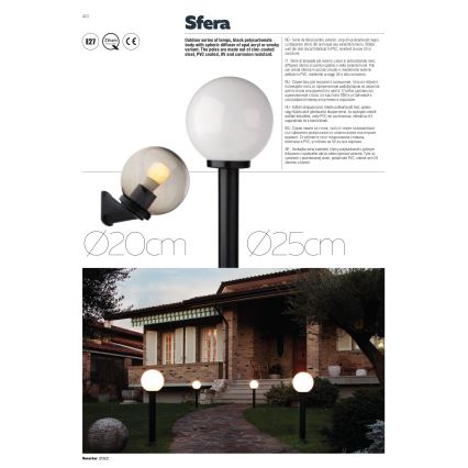 Redo 9776 - Kültéri lámpa SFERA 1xE27/42W/230V IP44 25x125 cm barna