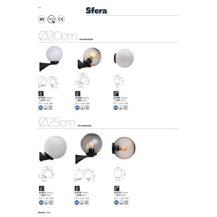 Redo 9789 - Kültéri fali lámpa SFERA 1xE27/42W/230V IP44 fehér