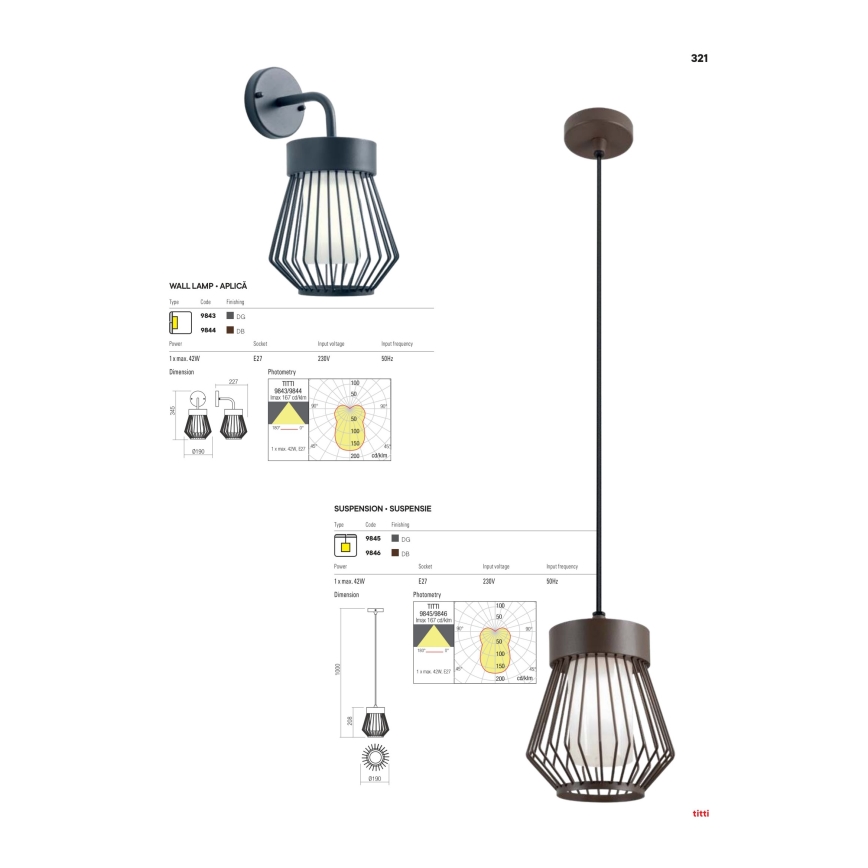 Redo 9843 - Kültéri fali lámpa TITTI 1xE27/42W/230V IP44 antracit