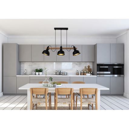 Lámpa zsinóron RENO 3xE27/40W/230V fekete/barna