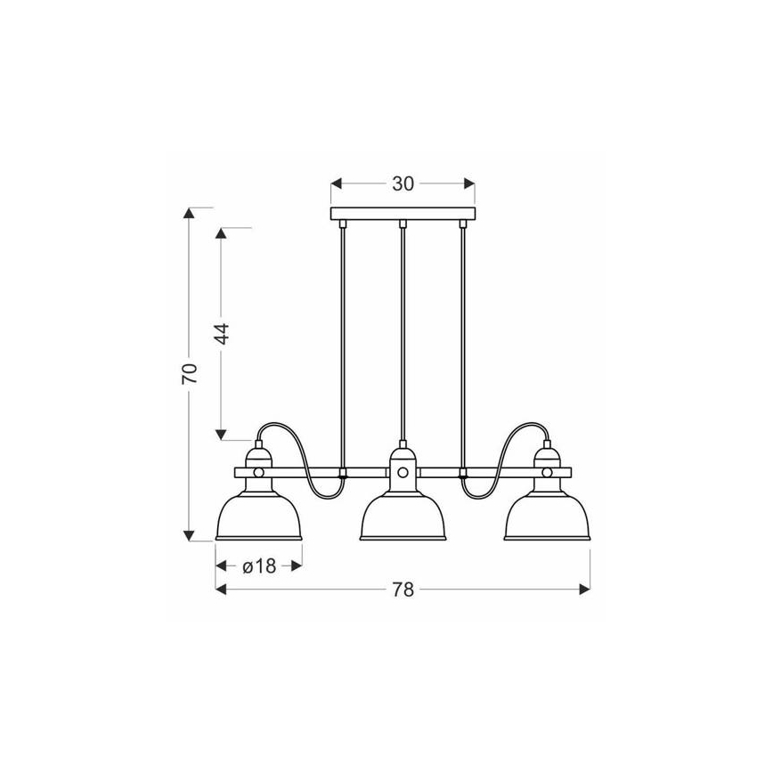 Lámpa zsinóron RENO 3xE27/40W/230V fekete/barna