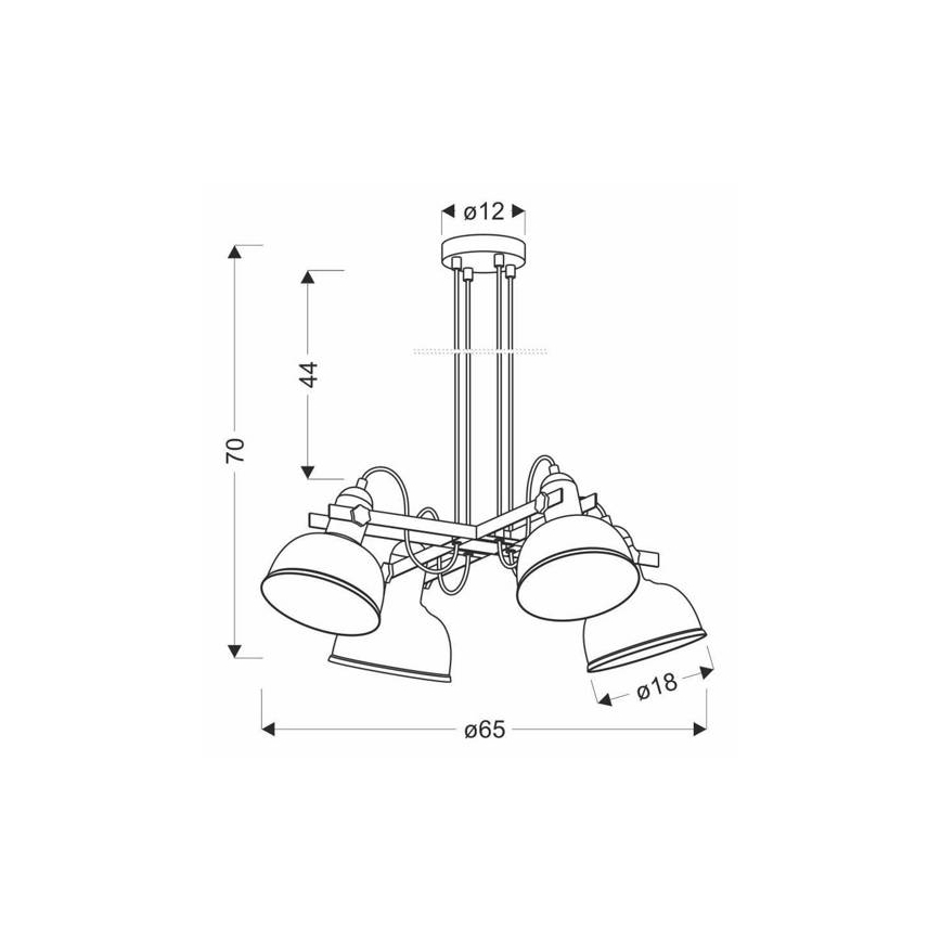 Lámpa zsinóron RENO 4xE27/40W/230V fekete/barna