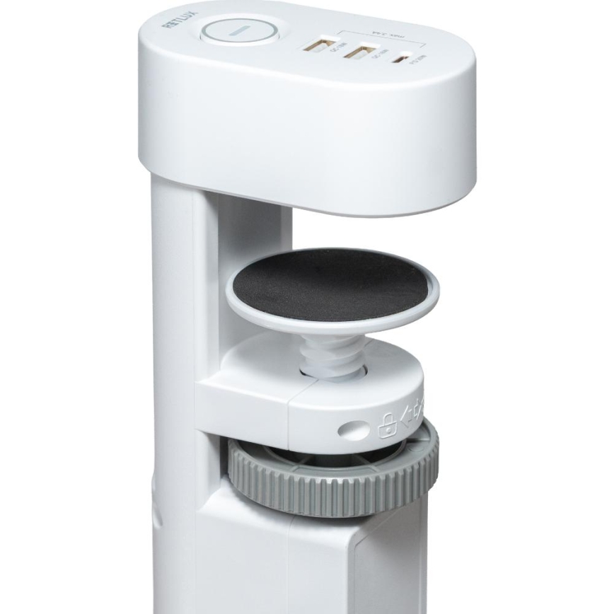 Asztalra rögzíthető hosszabbító kábel, 3 aljzat, E típusú, 2xUSB-A + 1xUSB-C, 1,5m, fehér